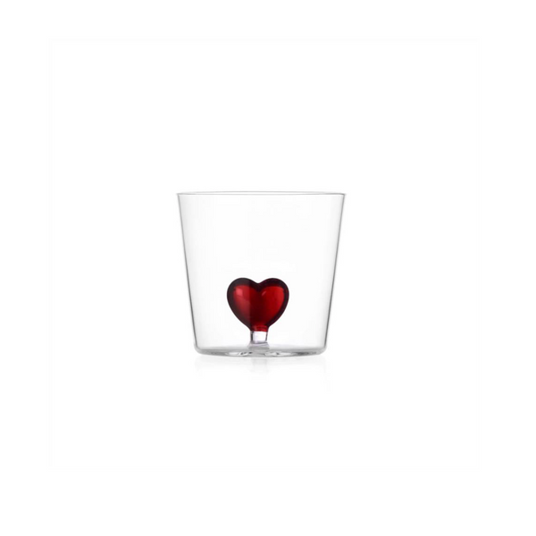 Ichendorf Milano CUORE RED HEART GLASS TUMBLER designed by Alessandra Balderachi