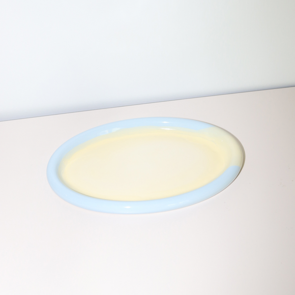 Large Oval Ring Plate - Yellow & Sky