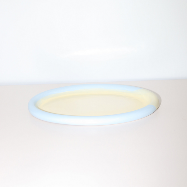 Large Oval Ring Plate - Yellow & Sky