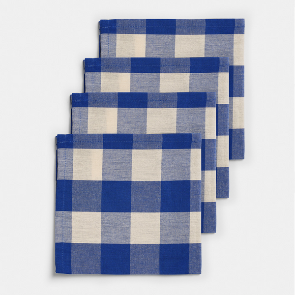 Midnatt Organic Cotton Napkin 4 pcs Blue Checkered Bell