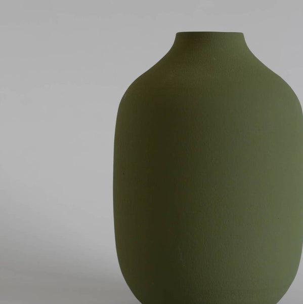 OLIVE GREEN HANDMADE CERAMIC VASE