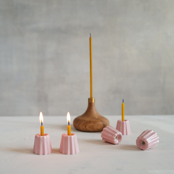 OVO THINGS CANNELE PORCELAIN CANDLE HOLDER - GLOSSY PINK