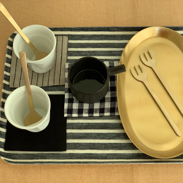 LINEN COATED TRAY MEDIUM - DARK NAVY WHITE STRIPES