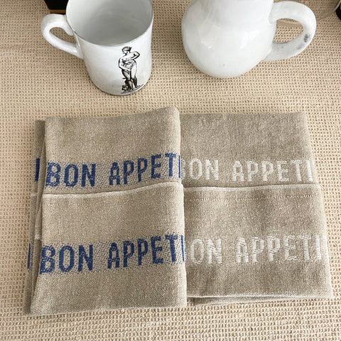 FRENCH LINEN TEA TOWEL BON APPETIT (2 COLORS)