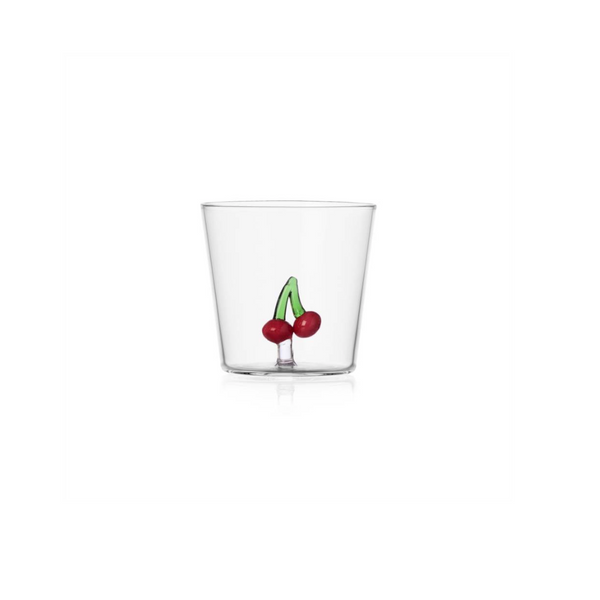 FRUITS & FLOWER CHERRY GLASS TUMBLER