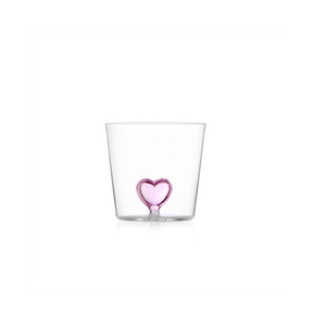 ICHENDORF CUORE PINK HEART GLASS TUMBLER