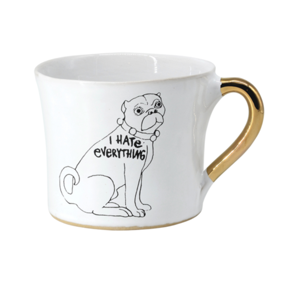 KUHN KERAMIK ALICE MEDIUM COFFEE CUP GLAM WITH GOLDEN HANDLE - I Hate Everything