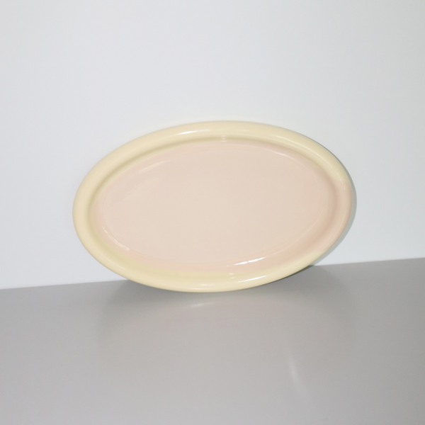LARGE OVAL RING PLATE - YELLOW & BEIGE