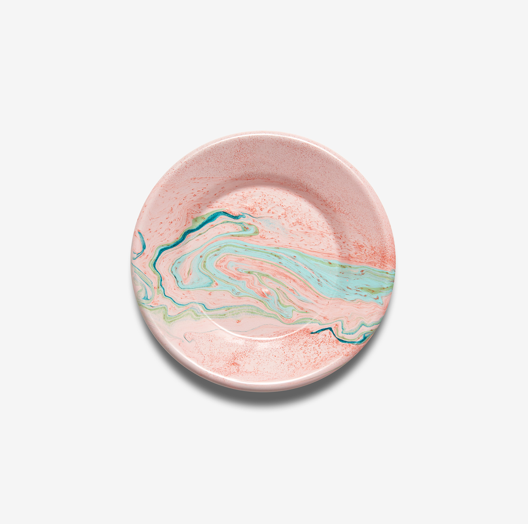  enamel lunch plate in Blush color is from the Multi Swirl collection by Bornn Enamelware