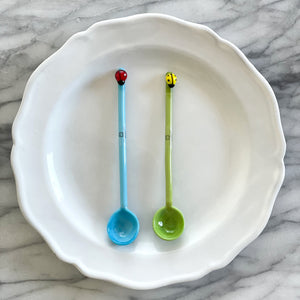 Ichendorf Milano Fruits and Flower Glass spoons set of two. Ladybugs. Design by Alessandra Baldereschi