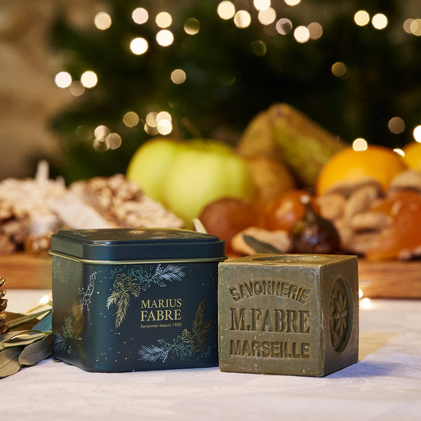 Savonnerie Marius Fabre Holiday Tin Box with Olive Oil Marseille Soap