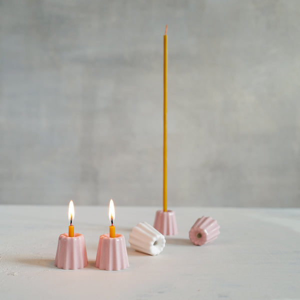 OVO THINGS CANNELE PORCELAIN CANDLE HOLDER - GLOSSY PINK