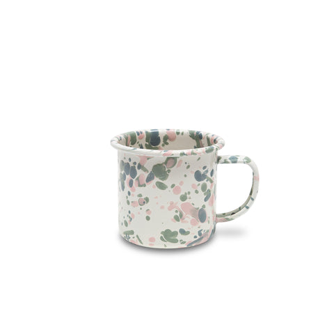 Catalina Enamel 12 oz Mug in Mint Hibiscus by Crow Canyon Home.