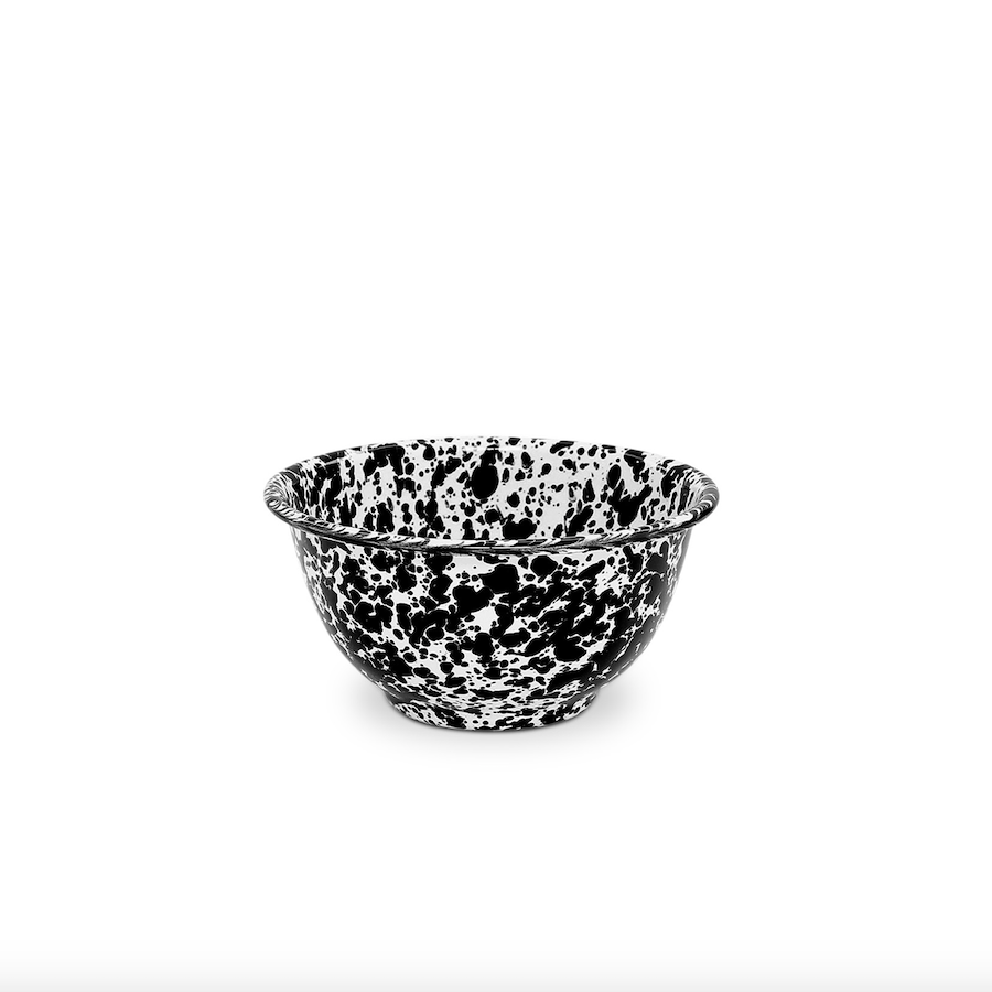 Small Footed Bowl in Black Marble Splatter by Crow Canyon Home.