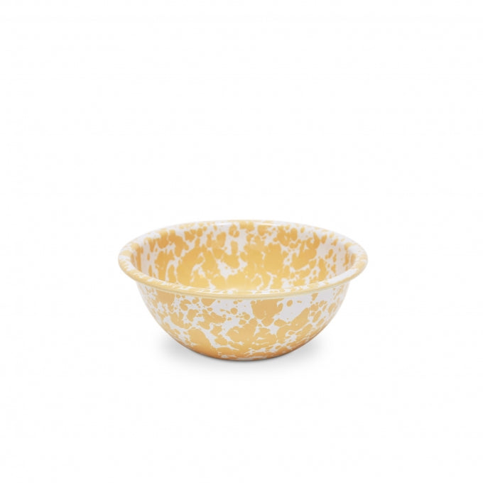 Enamel Cereal Bowl 20 oz in Yellow Marble Splatter by Crow Canyon Home.