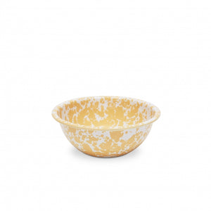 Enamel Cereal Bowl 20 oz in Yellow Marble Splatter by Crow Canyon Home.
