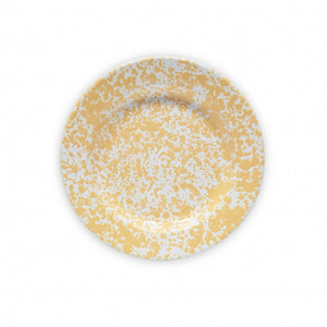 Enamel Dinner Plate in Yellow Marble Splatter by Crow Canyon Home.