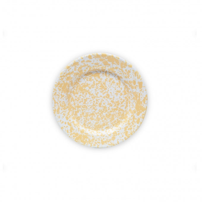 Enamel Salad/dessert Plate in Yellow Marble Splatter by Crow Canyon Home.