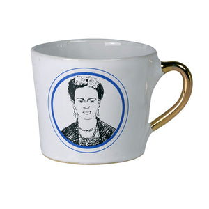 KUHN KERAMIK ALICE MEDIUM COFFEE CUP WITH GOLDEN HANDLE - Frida Kahlo