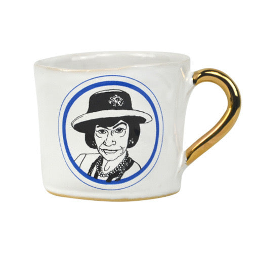 KUHN KERAMIK ALICE MEDIUM COFFEE CUP WITH GOLDEN HANDLE - Coco Chanel