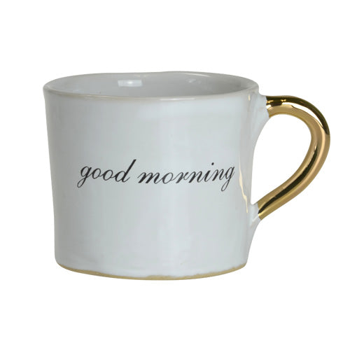 KUHN KERAMIK ALICE MEDIUM COFFEE CUP WITH GOLDEN HANDLE - Good morning