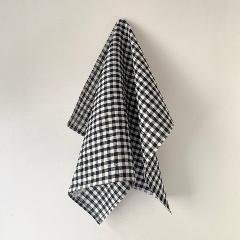 LINEN KITCHEN CLOTH - NAVY WHITE CHECK