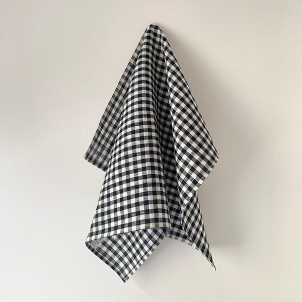 LINEN KITCHEN CLOTH - NAVY WHITE CHECK