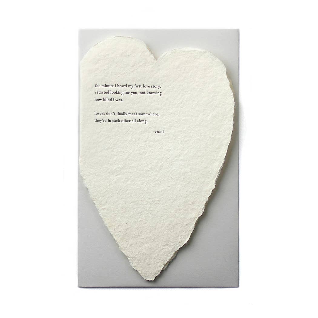 QUOTE DECKELED HEART CARD - LOVERS, RUMI