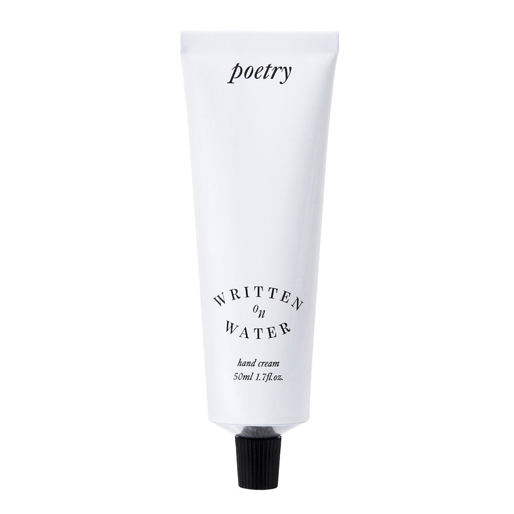 Poetry is a perfumed hand cream made with natural ingredients by Written on Water. This fast-absorbing cream will turn your hands super soft and hydrated.   It features am amazingly blended perfume of fresh mossy amber, musk, vetiver and bergamot. The name 'poetry' came because of its smell which reminds us of a peaceful and poetic scenery at dawn. 